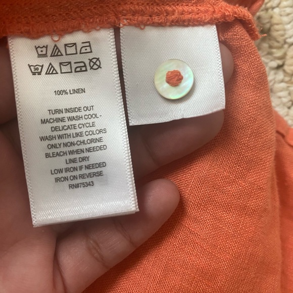 CYNTHIA ROWLEY | 100% Linen Coral Pink Shirt Size Small - Picture 4 of 8